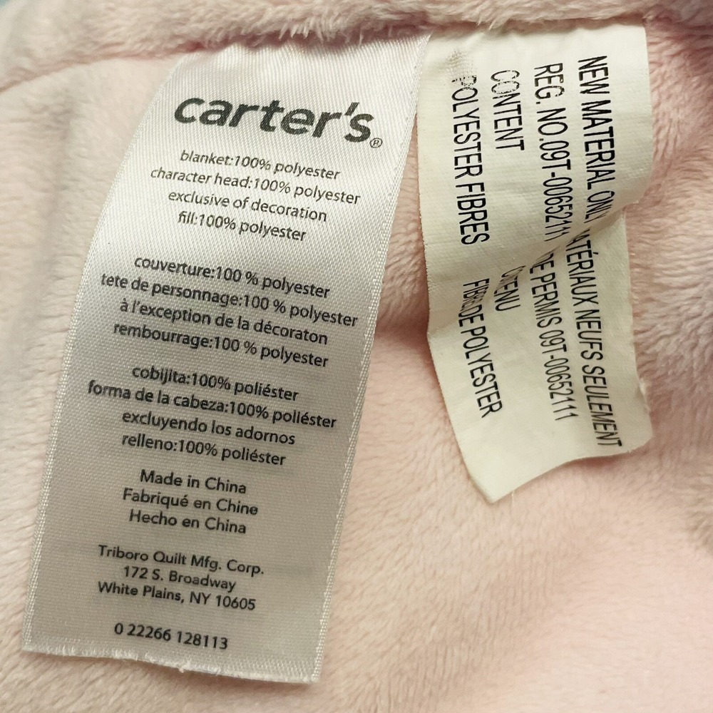 Carters White Bunny Butterfly Pink Lovey 13x13 Security Blanket Baby Toy - Picture 3 of 4